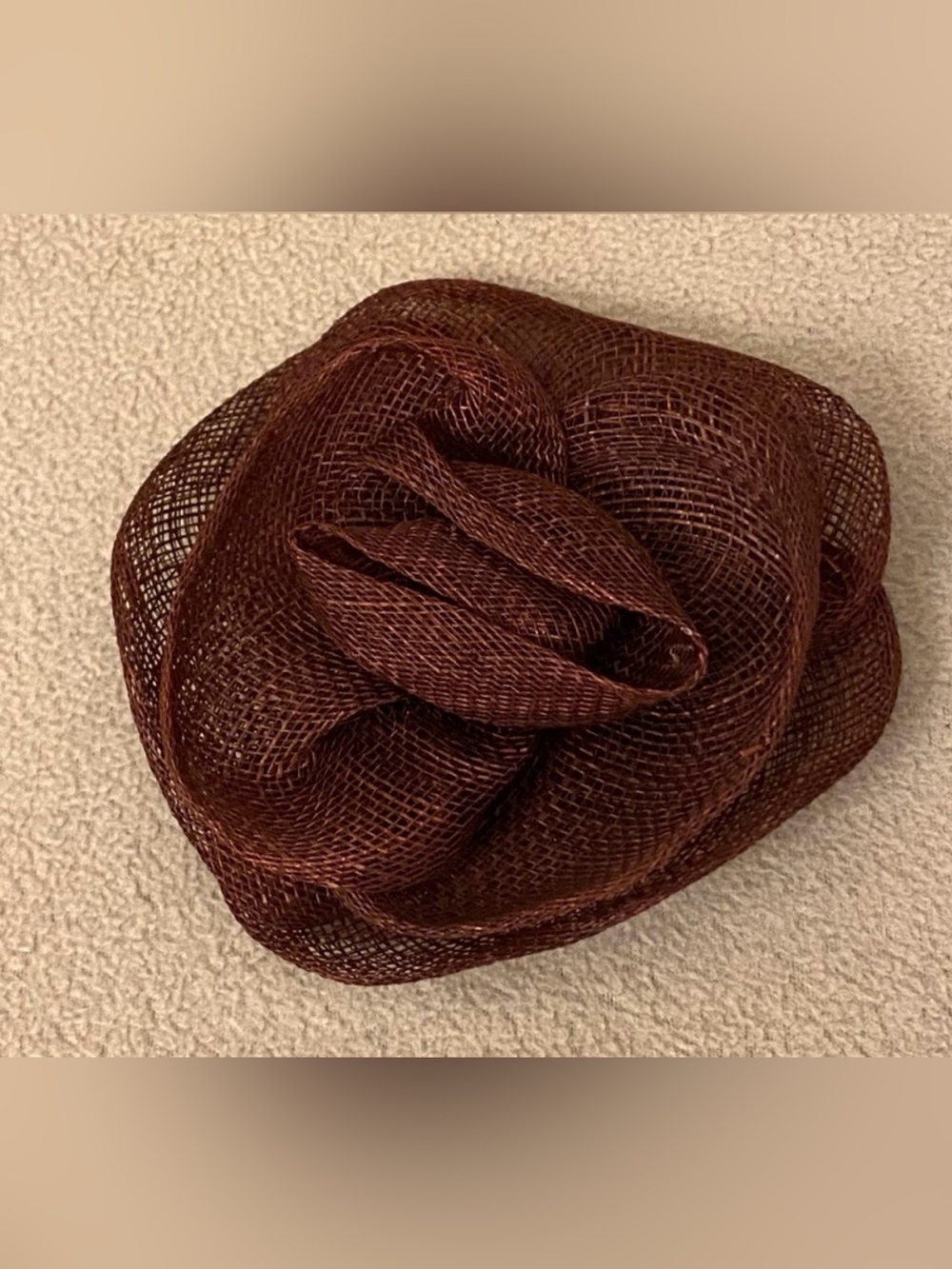 Brown Fabric Flower Boho Shabby Chic Rustic Cottagecore Magnet Pin Brooch